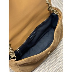 Borsa a mano grande Calypso Envelope YSL Saint Laurent scamosciata marrone
