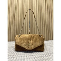 Borsa a mano grande Calypso Envelope YSL Saint Laurent scamosciata marrone