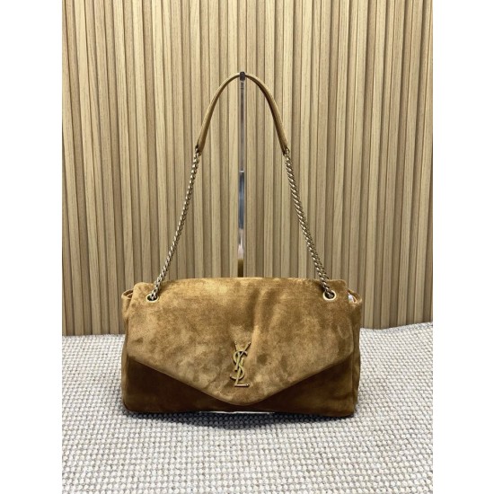 Borsa a mano grande Calypso Envelope YSL Saint Laurent scamosciata marrone