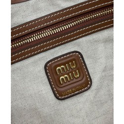 Borse Replica Alta Qualità a tracolla in tela Miumiu IVY 5BG231 caffè