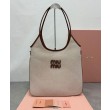 Borse Replica Alta Qualità a tracolla in tela Miumiu IVY 5BG231 caffè