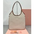 Borse Replica Alta Qualità a tracolla in tela Miumiu IVY 5BG231 caffè