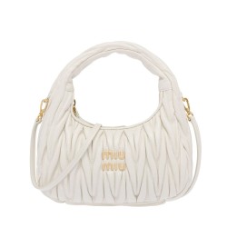 Borsa hobo mini Miu Miu Wander Matelasse Bianco
