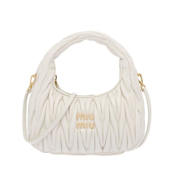 Borsa hobo mini Miu Miu Wander Matelasse Bianco