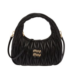 Borsa hobo mini Miu Miu Wander Matelasse Nero
