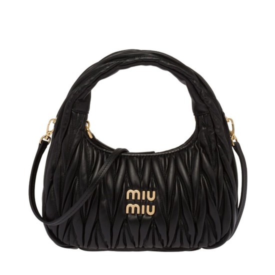 Borsa hobo mini Miu Miu Wander Matelasse Nero