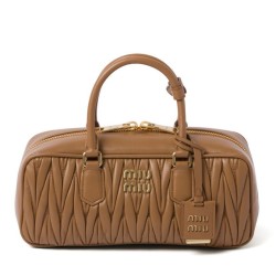 Replica qualità specchio Borsa Miu Miu Arcadie Matelasse Nappa Caffè
