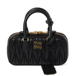 Replica qualità specchio Borsa Miu Miu Arcadie Matelasse Mini nappa Nero