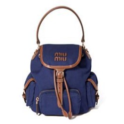 Replica qualità specchio Zaino in tela Miumiu 5BZ043 blu