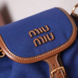Replica Zaino in tela Miumiu 5BZ043 blu Imitazioni Replica qualità specchio Zaino in tela Miumiu 5BZ043 blu