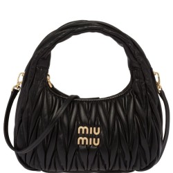 Replica qualità specchio Borsa hobo mini Miu Miu Wander Matelasse Nero