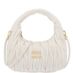 Replica qualità specchio Borsa hobo mini Miu Miu Wander Matelasse Bianco