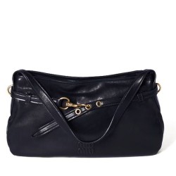 Replica qualità specchio Borsa a tracolla Miumiu Adventure Nappa 5BC181 Nero