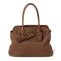 Replica qualità specchio Borsa tote Miu Miu Adventure nappa 5BG291 Caffè