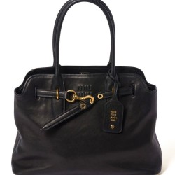 Replica qualità specchio Borsa tote Miu Miu Adventure nappa 5BG291 Nero