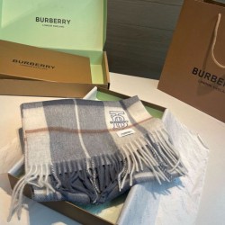 Replica qualità specchio Alta gamma replica Sciarpa Burberry Check Classical cashmere grigio/blu 30 x 168