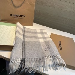 Replica qualità specchio Alta gamma replica Sciarpa Burberry Check Classical cashmere 30 x 200 Grigio
