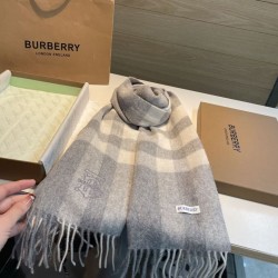 Replica qualità specchio Alta gamma replica Sciarpa Burberry Check Classical cashmere 30 x 200 Grigio