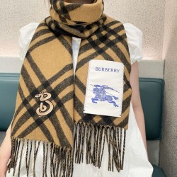 Replica qualità specchio Qualità superiore replica falso Sciarpa in cashmere con motivo check Burberry e orlo con nappe Nero/marrone 30 x 168