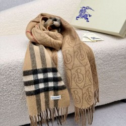 Replica qualità specchio Dettagli perfetti Sciarpa reversibile Burberry cashmere con motivo check e scudo B beige archivio 30 x 168