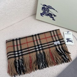 Replica qualità specchio Qualità superiore replica falso Sciarpa classica cashmere a quadri Burberry marrone 30 x 155