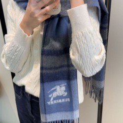 Replica qualità specchio Sciarpa Burberry Check Classical cashmere 30 x 180 Blu