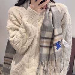 Replica qualità specchio Qualità superiore replica Dettagli perfetti Sciarpa reversibile cashmere con motivo check EKD Burberry 30 x 200 Grigio