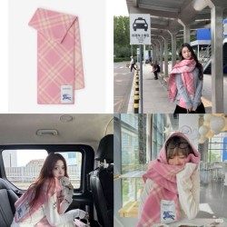 Replica qualità specchio falso Sciarpa/coperta lana con motivo check Burberry etichetta equestre 30 x 180 Rosa