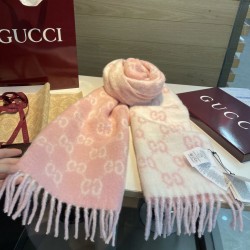 Replica qualità specchio falso Sciarpa Gucci GG in misto lana alpaca 37 x 200 rosa
