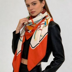 Replica qualità specchio Alta gamma replica Scialle reversibile Gucci velluto con stampa cavalli 140 Rosso