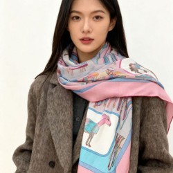 Replica qualità specchio Pari all'originale replica Scialle reversibile Gucci velluto con stampa cavalli 140 Rosa