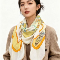 Replica qualità specchio Scialle reversibile Gucci velluto con stampa cavalli 140 Giallo