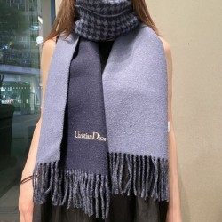 Replica qualità specchio Sciarpe Dior misto lana e cashmere 32 x 200 Blu