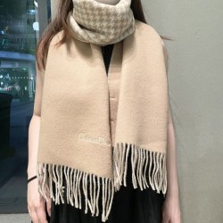 Replica qualità specchio Qualità superiore replica Sciarpe Dior misto lana e cashmere 32 x 200 Beige