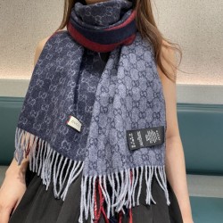 Replica qualità specchio Scialle/sciarpa classica cashmere Gucci 36 x 180 Blu