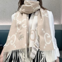Replica qualità specchio Dettagli perfetti Sciarpa reversibile Gucci GG cashmere Rosa 50 x 190
