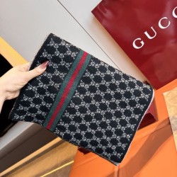Replica qualità specchio Alta gamma replica falso Sciarpa reversibile cashmere a righe Gucci GG Web 30 x 180 Nero/marrone