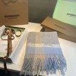 Dettagli perfetti Scialle cashmere con motivo check Burberry e bordi sfrangiati blu 60 x 180