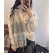Dettagli perfetti Scialle cashmere con motivo check Burberry e bordi sfrangiati blu 60 x 180
