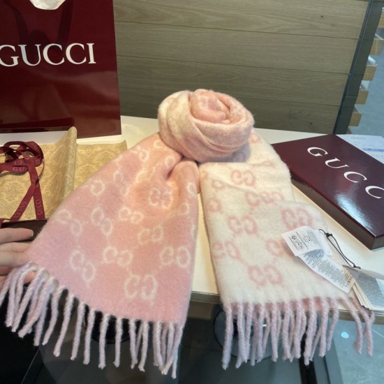 falso Sciarpa Gucci GG in misto lana alpaca 37 x 200 rosa