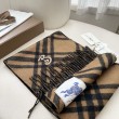 Qualità superiore replica falso Sciarpa in cashmere con motivo check Burberry e orlo con nappe Nero/marrone 30 x 168