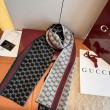 Alta gamma replica falso Sciarpa reversibile cashmere a righe Gucci GG Web 30 x 180 Nero/marrone