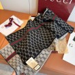 Alta gamma replica falso Sciarpa reversibile cashmere a righe Gucci GG Web 30 x 180 Nero/marrone