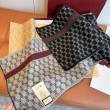 Alta gamma replica falso Sciarpa reversibile cashmere a righe Gucci GG Web 30 x 180 Nero/marrone