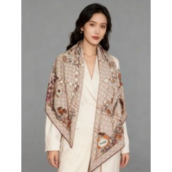 Qualità superiore replica Fazzoletto Sciarpa Gucci seta e cashmere con stampa animalier/floreale 140 02