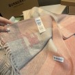 Qualità superiore replica Scialle cashmere con motivo check Burberry e bordi sfrangiati Rosa 60 x 180
