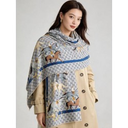 Scialle reversibile Gucci seta e cashmere Modello di equitazione 140 01