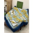Alta gamma replica Scialle reversibile Gucci velluto con stampa cavalli 140 Blu