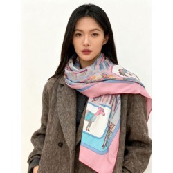 Pari all'originale replica Scialle reversibile Gucci velluto con stampa cavalli 140 Rosa