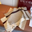 Qualità da grande replica Scialle reversibile seta e lana Gucci con motivo a sella da equitazione 140 Nero